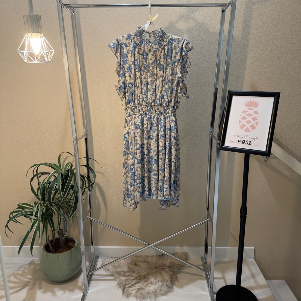 MELLODAY Blue and White Floral Mini Dress